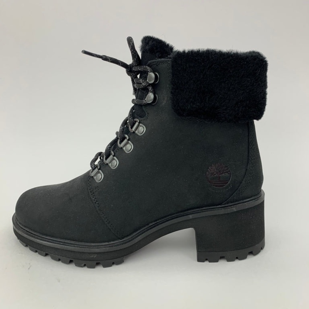 NWOT Timberland KINSLEY Black Nubuck WaterProof Faux Fur Boot